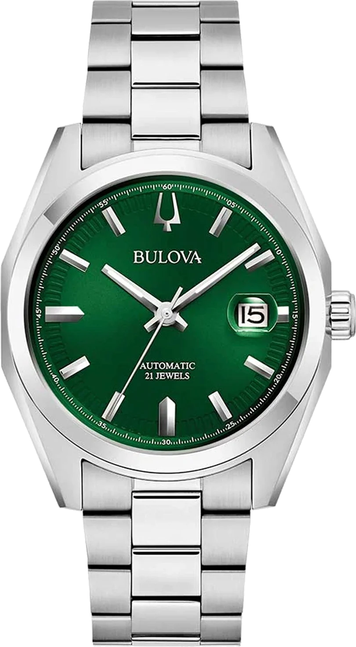 bulova surveyor series automatic mens 39mm watch with green dial 96b429