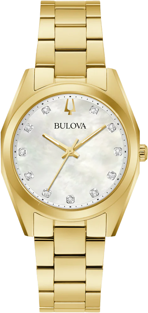 bulova ladies gold diamond set watch 97p172