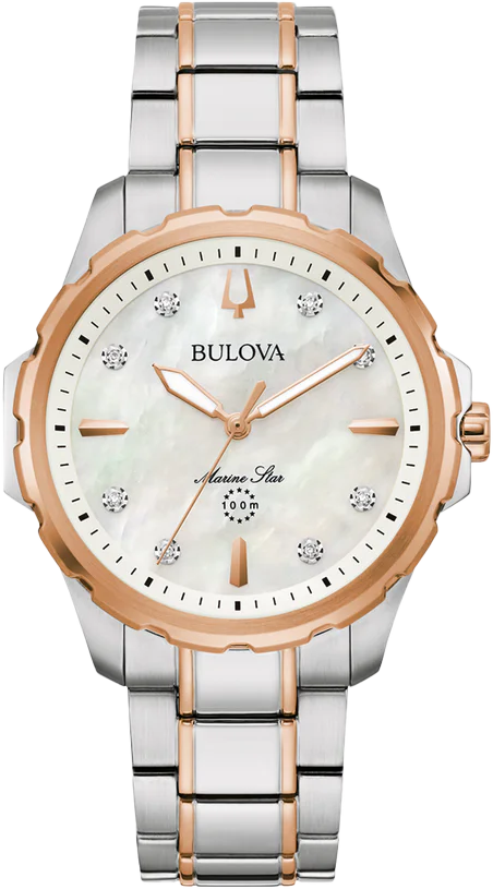 bulova ladies marine star diamond set watch 98p228