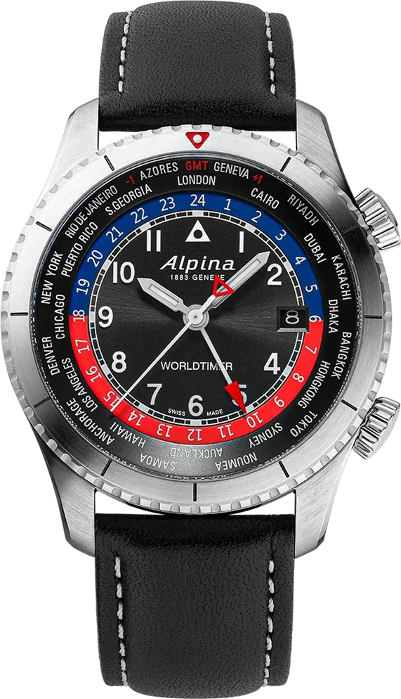 alpina startimer pilot quartz gmt mens quartz watch al-255brb4s26