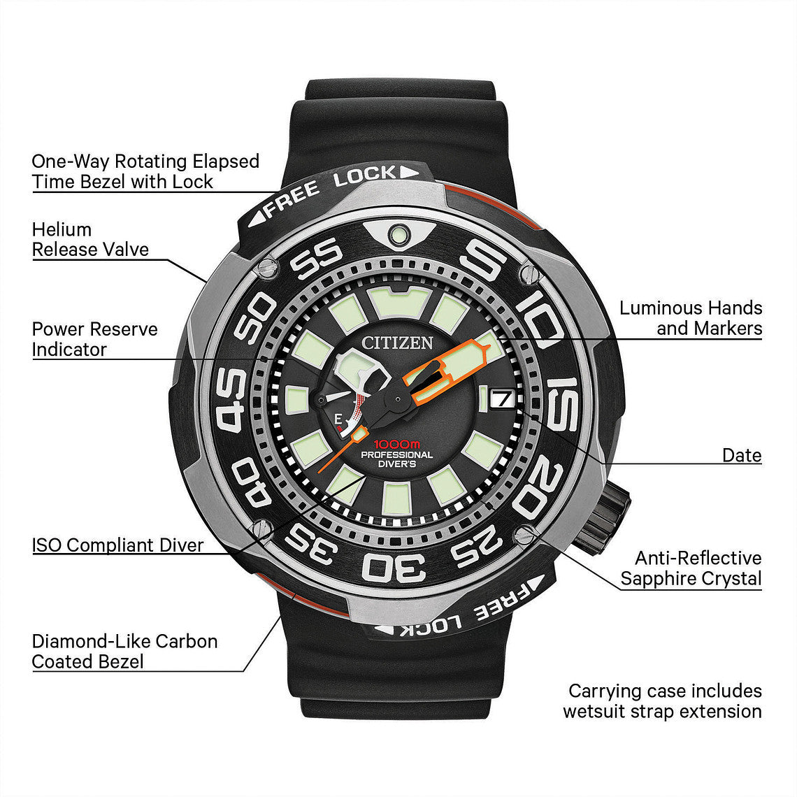 citizen titanium 1000m professional divers watch bn7020-09e