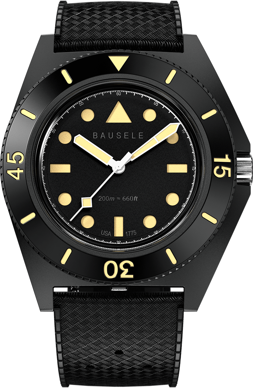 Bausele 39.5mm Sydney Diver Black - Starbuy Australia