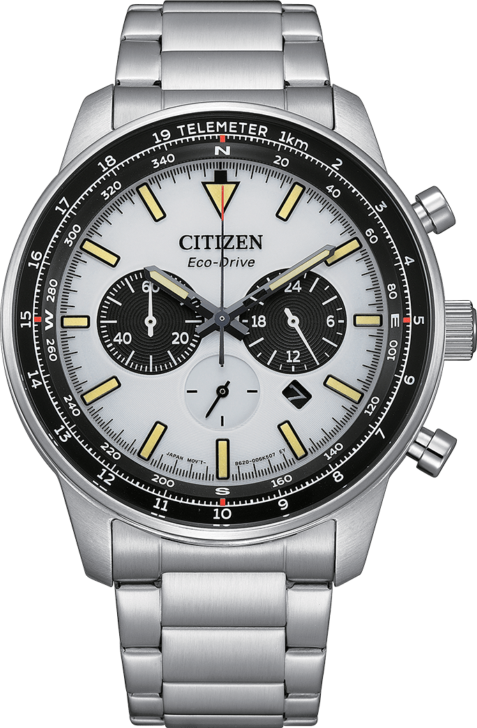 Citizen Chronograph Eco-Drive Panda Dial Mens Watch CA4500-91A