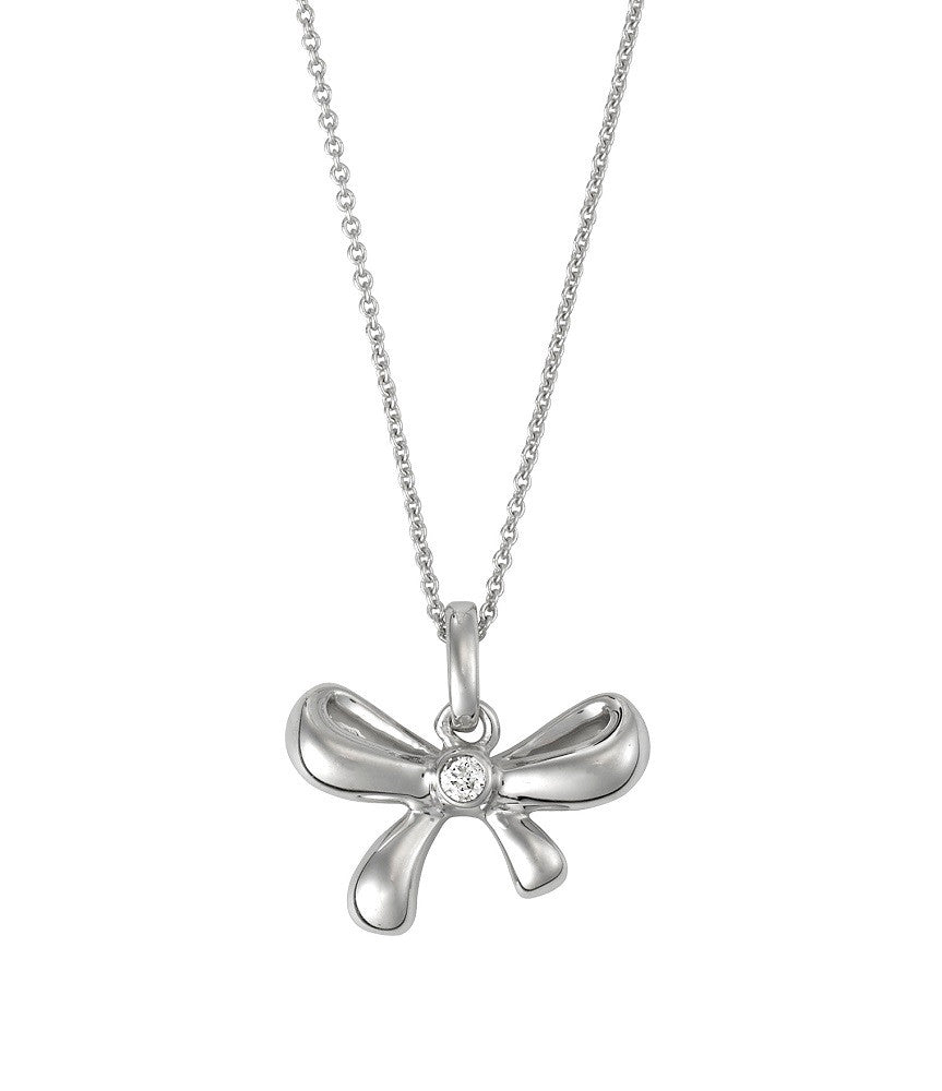 Diamond Bow Necklace 0.04ct - Starbuy Australia