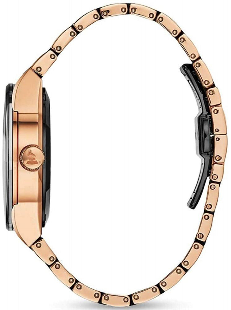 starbuy Bulova Latin GRAMMY® Black Dial Rose Gold Stainless Steel Mens Automatic Watch 98A236.