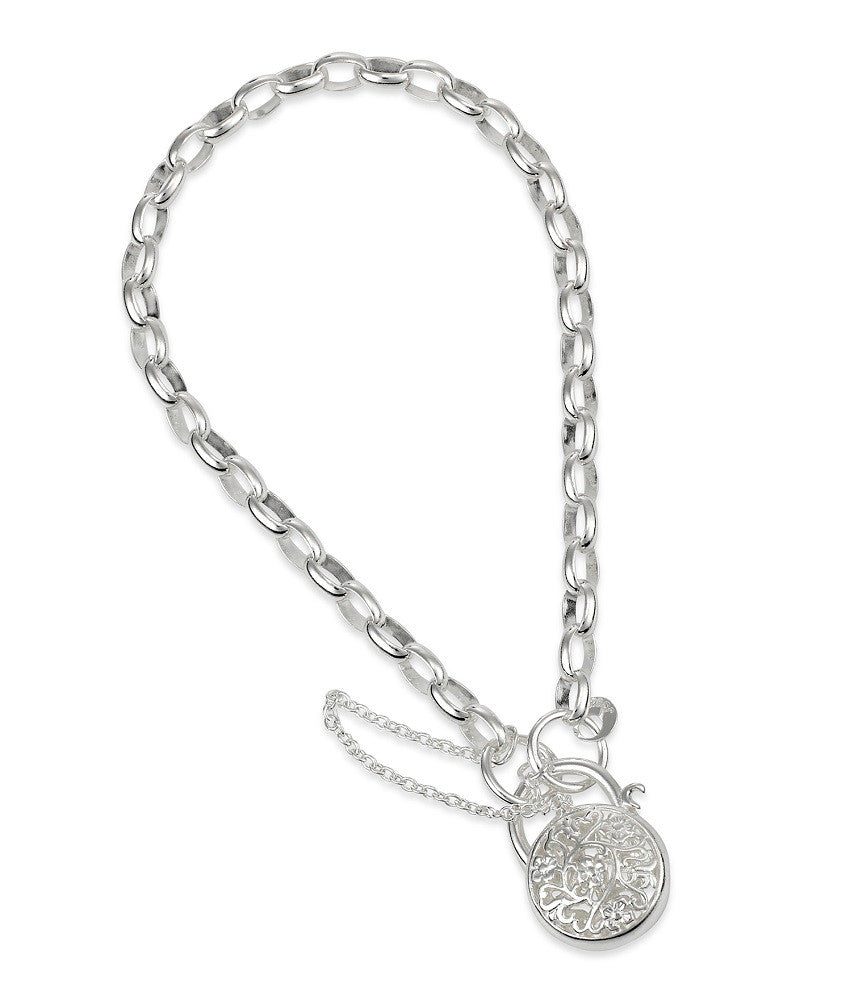 Silver Round Padlock Bracelet BO3FR15/19 - Starbuy Australia