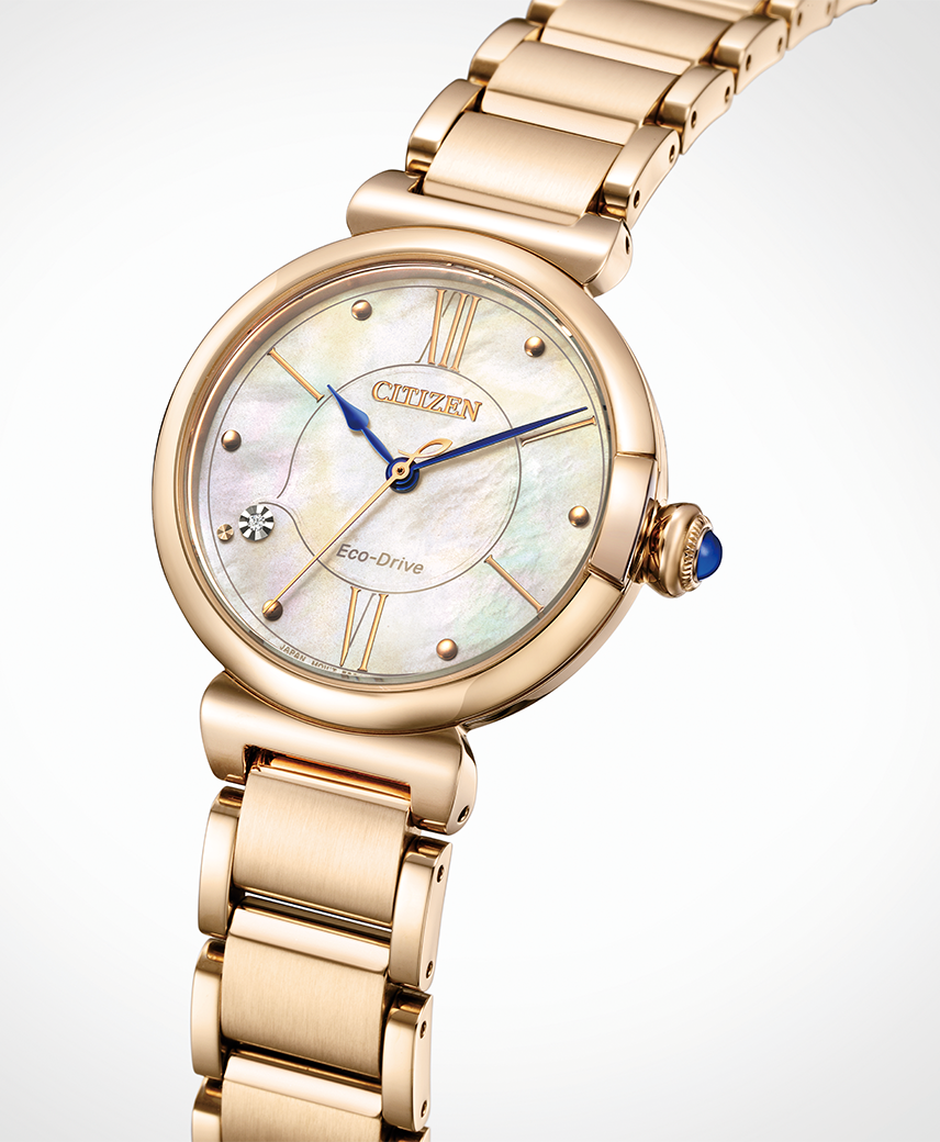 citizen ladies solar power diamond set dress watch em1073-85y