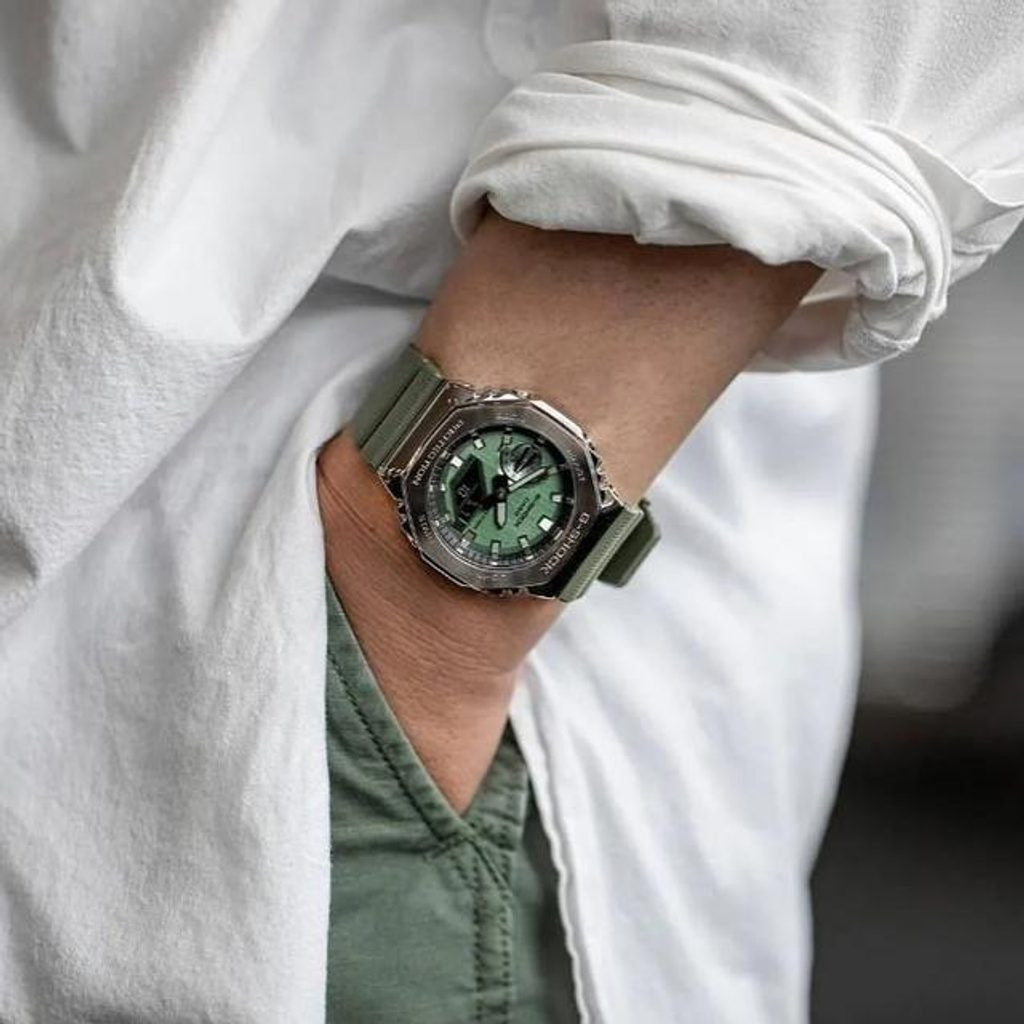 g-shock casioak green analogue digital series mens watch gm2100b-3a