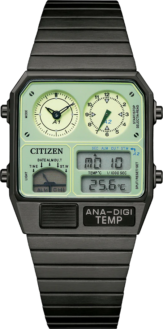 citizen analogue digital mens retro quartz watch jg2147-85x
