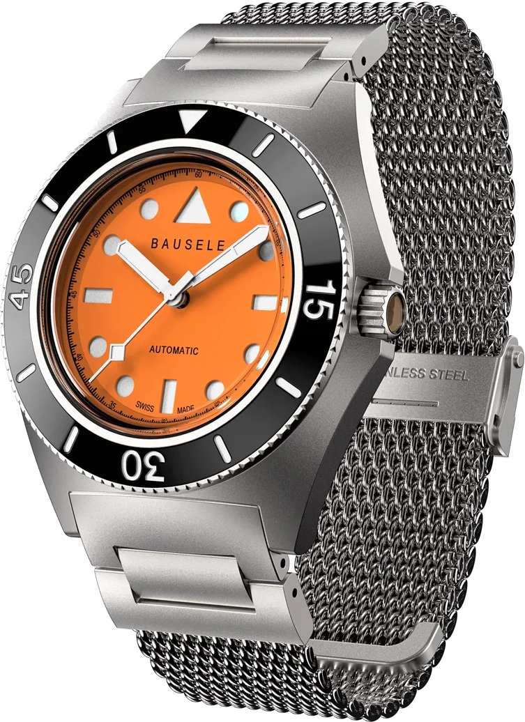 bausele endless sunrise tangerine sun mens swiss watch