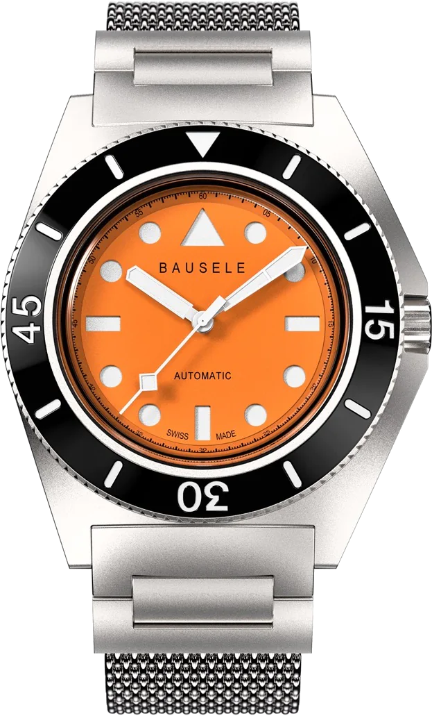 bausele endless sunrise tangerine sun mens swiss watch