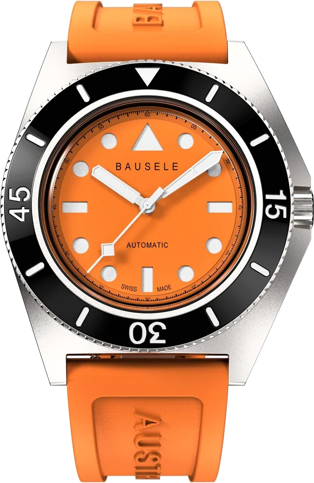 bausele endless sunrise tangerine sun mens swiss watch