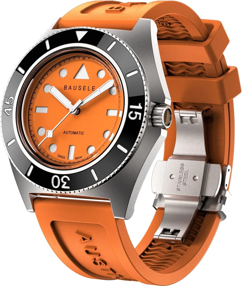 bausele endless sunrise tangerine sun mens swiss watch