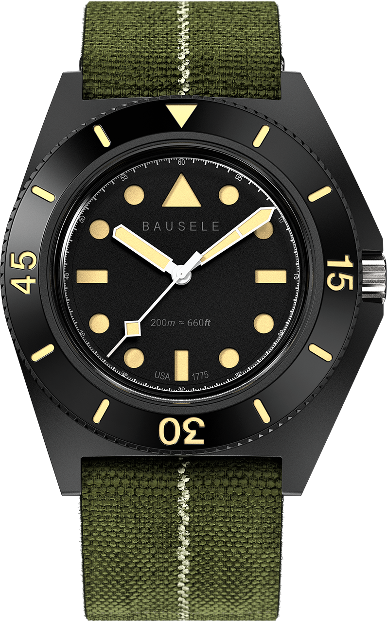 bausele sydney diver black 39.5mm mens watch