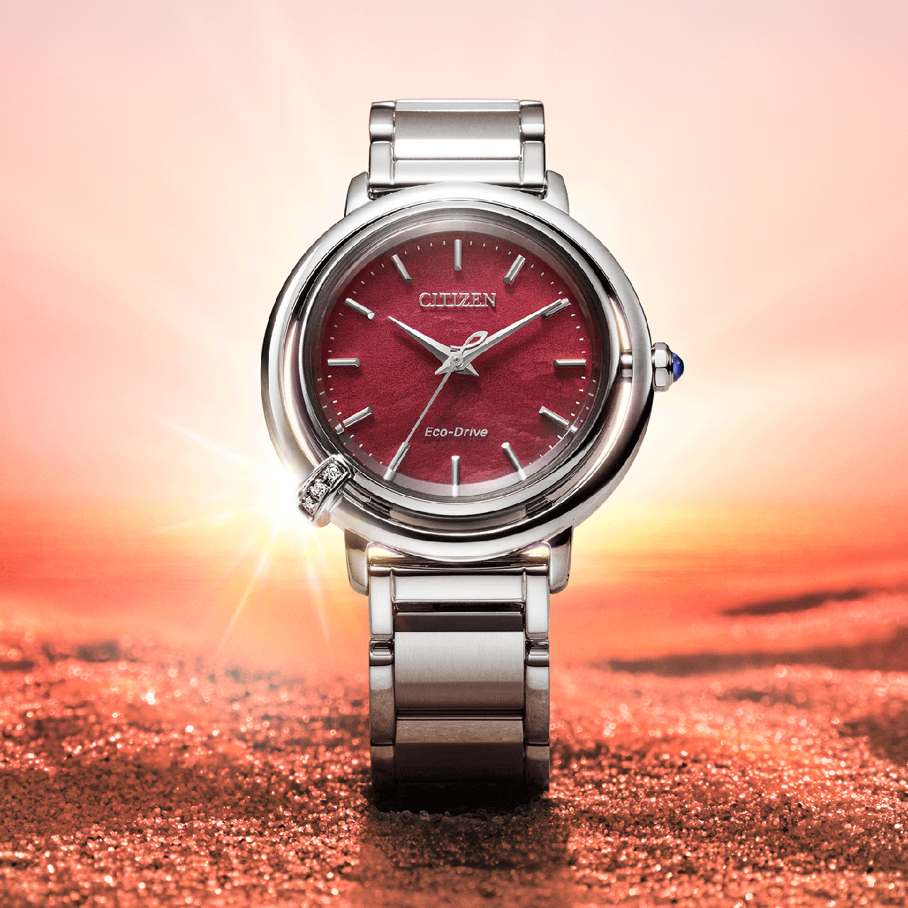 citizen ladies solar power diamond set dress watch em1090-78x