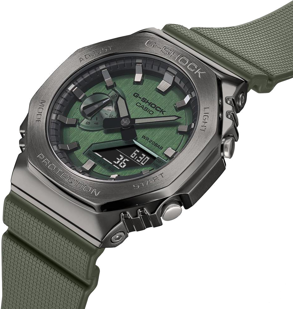 g-shock casioak green analogue digital series mens watch gm2100b-3a
