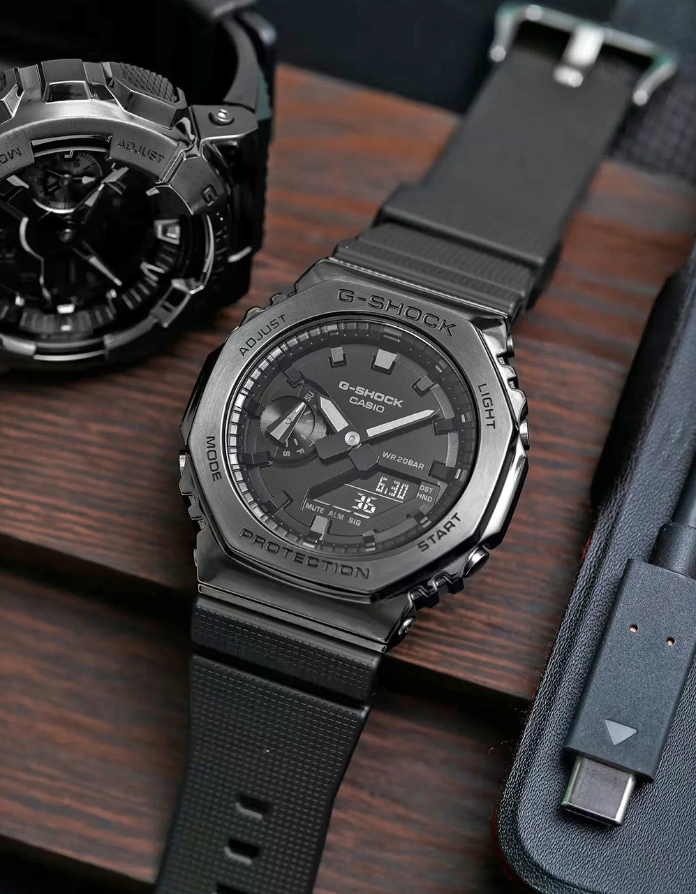 g-shock casioak black analogue digital series mens watch gm2100bb-1a