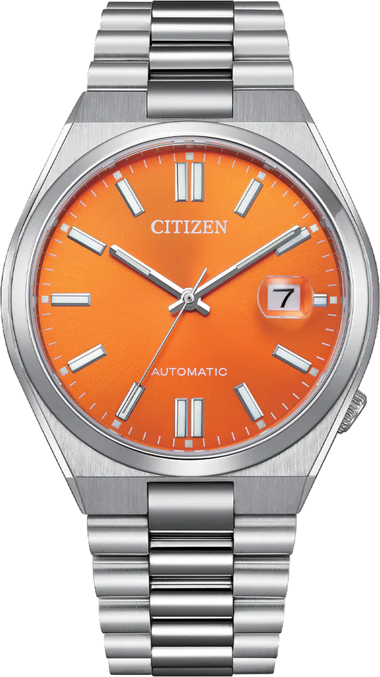 citizen tsuyosa mens automatic movement watch orange dial nj0151-88z