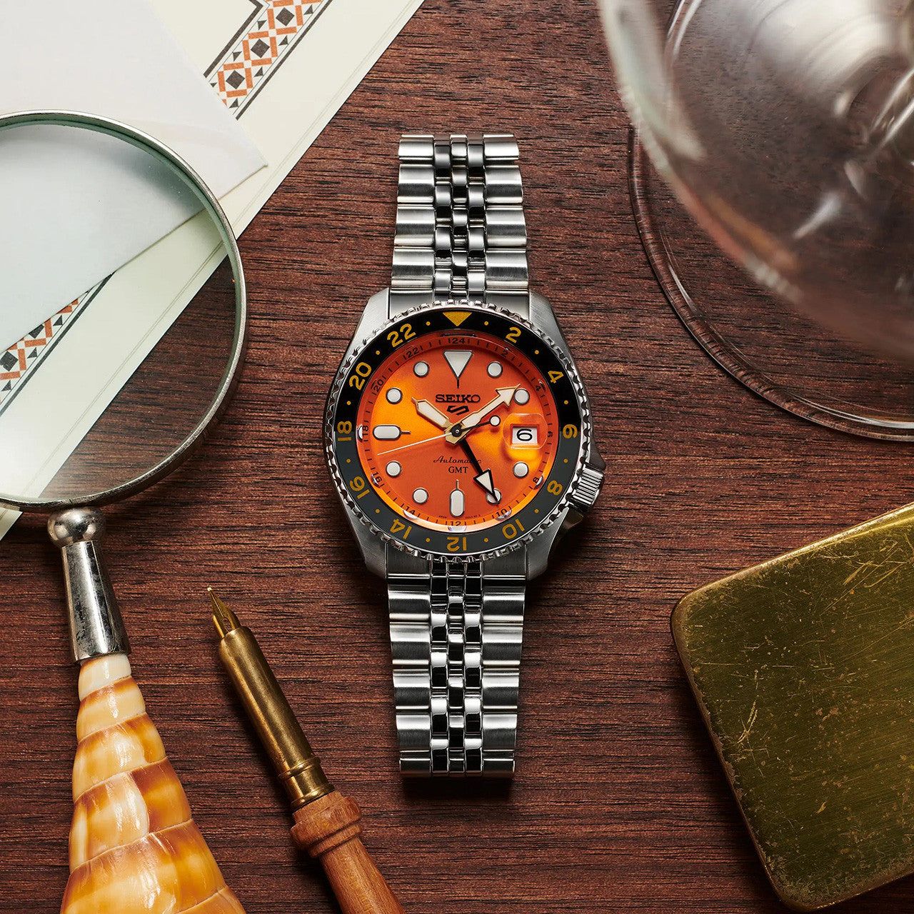 seiko 5 sports gmt orange dial ssk005k1 starbuy