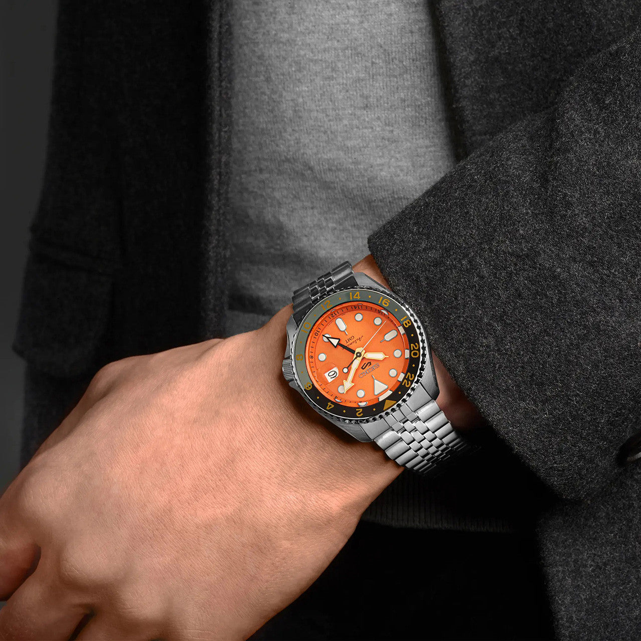 seiko 5 sports gmt orange dial ssk005k starbuy