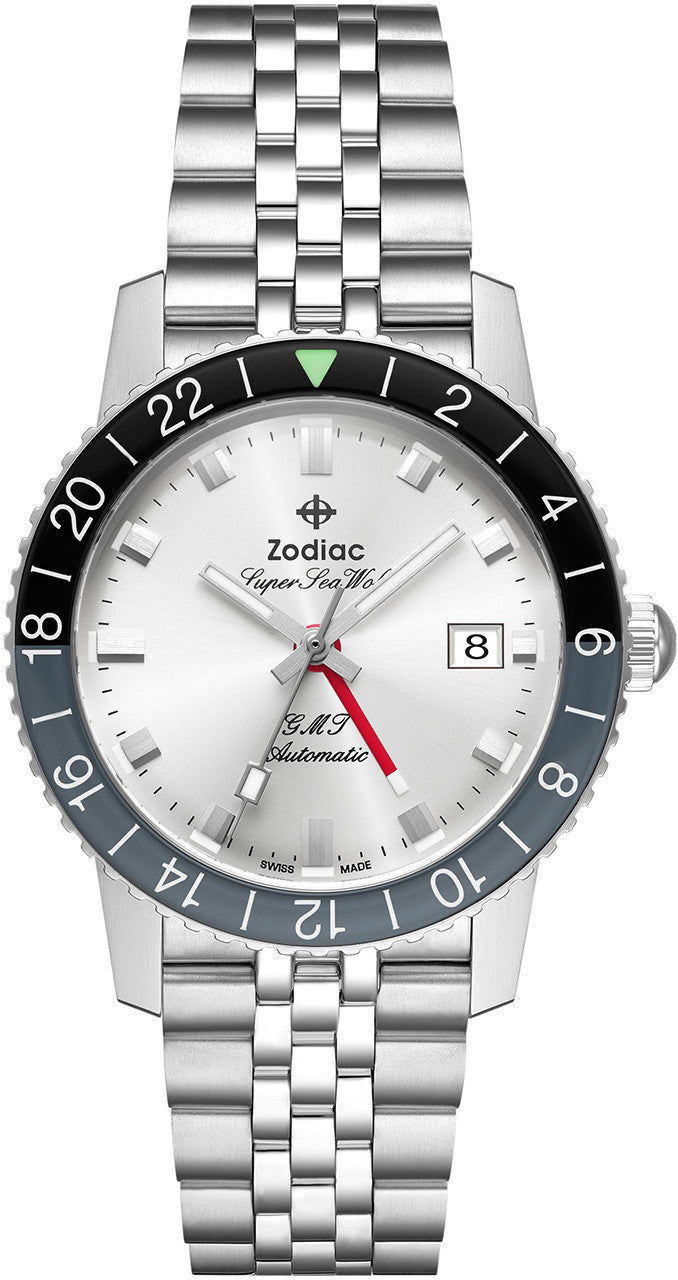 zodiac super sea wolf gmt function mens swiss watch zo9415
