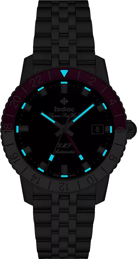 zodiac super sea wolf gmt function mens swiss watch zo9415