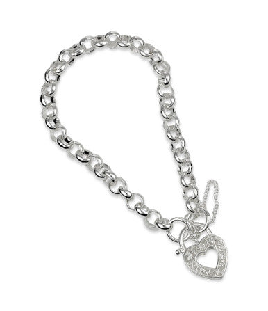 Silver Padlock Bracelet B4OHP15/19