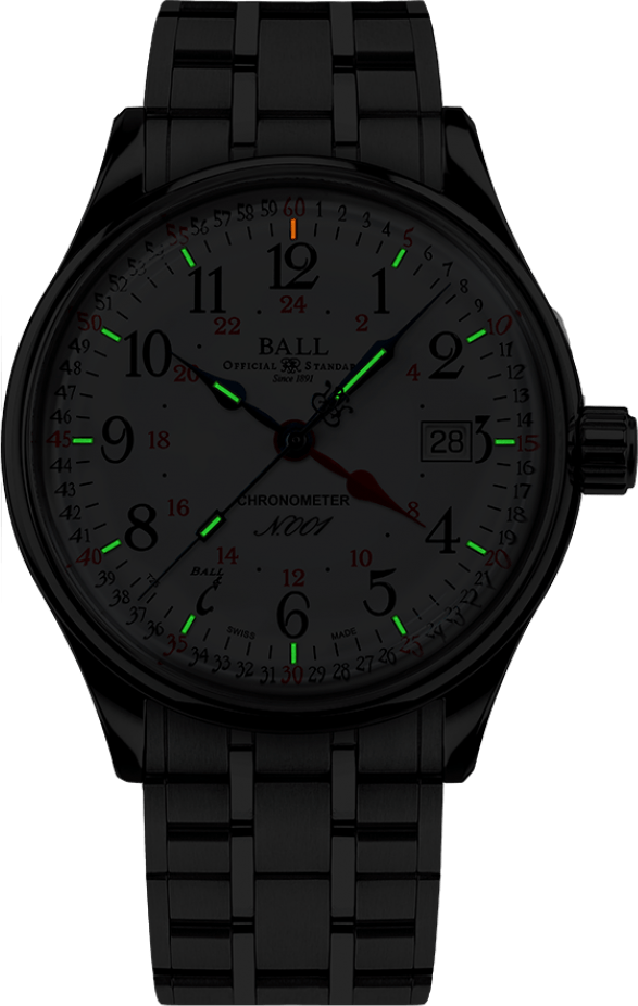 Ball Trainmaster Railroad Standard Time GMT Mens Watch