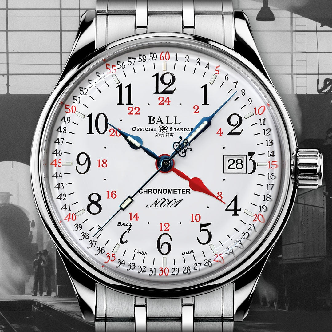 Ball Trainmaster Railroad Standard Time GMT Mens Watch