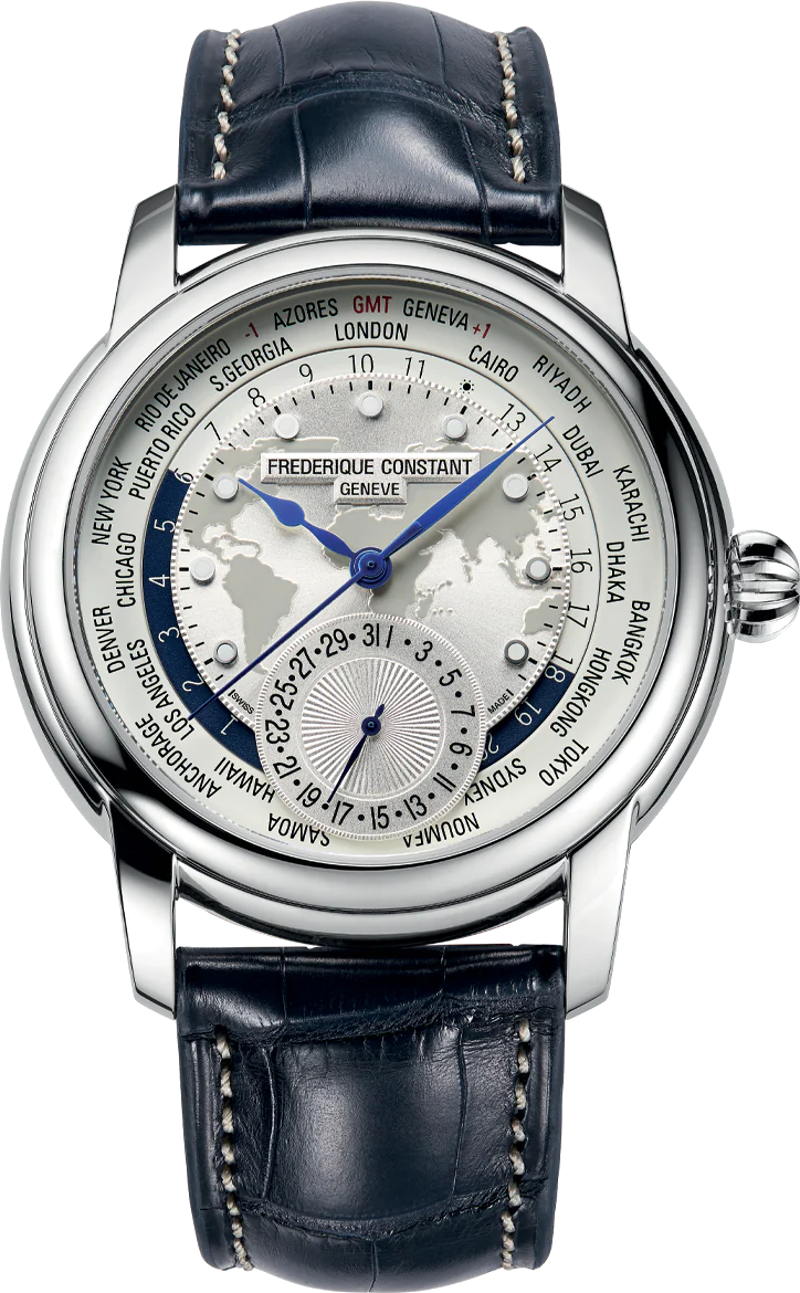 frederique constant mens worldtimers swiss watch fc-718wm4h6