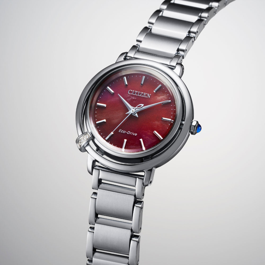 citizen ladies solar power diamond set dress watch em1090-78x