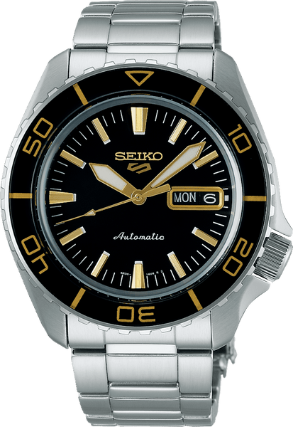 未使用★SEIKO 5 SPORTS ブラック ゴールド Seiko 5 Sports Automatic SKX Black Mens Watch SRPK99 SRPK99K
