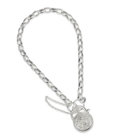 Silver Round Padlock Bracelet BO3FR15/19 - Starbuy Australia