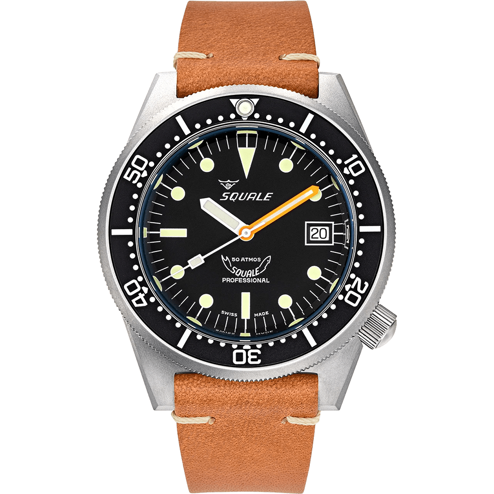 Squale 1521 Black Blasted Leather 42mm 1521BKBL.PC - Starbuy Australia