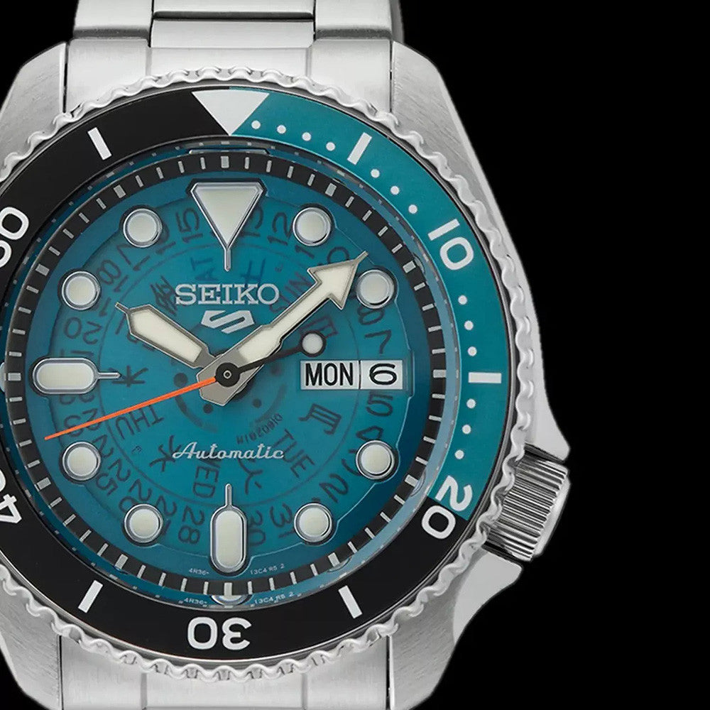 seiko 5 sports blue skeleton dial mens watch srpj45k